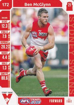 2015 Team Zone AFL Team #172 Ben McGlynn Front